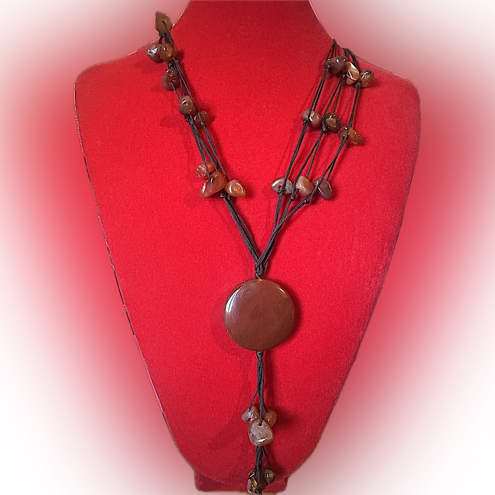 Carnelian and cord necklace